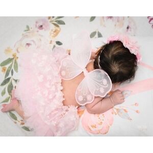 Elly & Emmy 3 Piece 1st Photo Shoot Tutu Set Butterfly Wings Headband Pink 0-12M